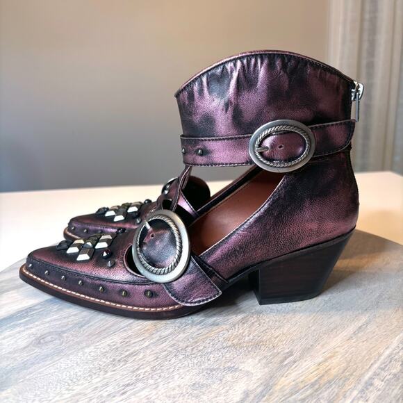 Coach Women's Cut Out Western Creeper Booties Boots Metallic Purple US Sz 7.5 B - Picture 3 of 15